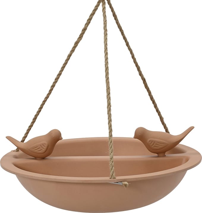 Decoris Vogelbad/drinkschaal - bamboe hout - terra bruin - D27 cm - voederbak