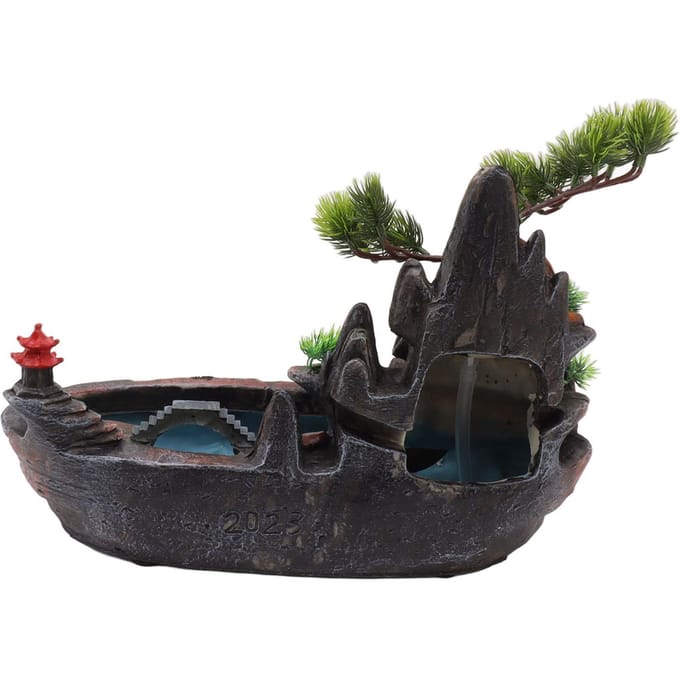 Fontaine de bureau en forme de cascade avec circulation d'eau et boule roulante black