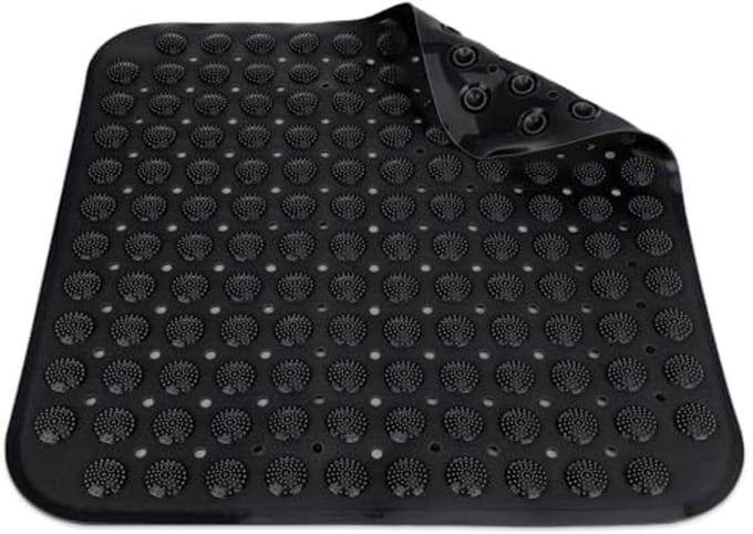 Antislip Douchemat van PVC met Massagemogelijkheid - 48 x 48 cm - Zwart