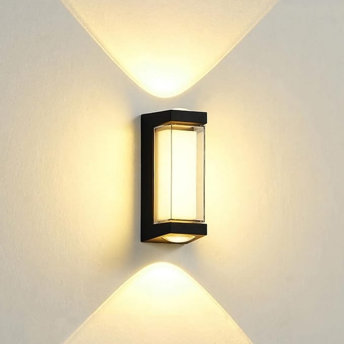 Moderne Zwarte LED Wandlamp voor Binnen en Buiten (IP65, 16W Warm Wit Licht)