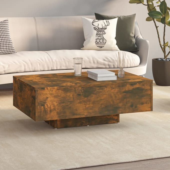 vidaXL - Salontafel - 85x55x31 - cm - bewerkt - hout - gerookt - eikenkleurig