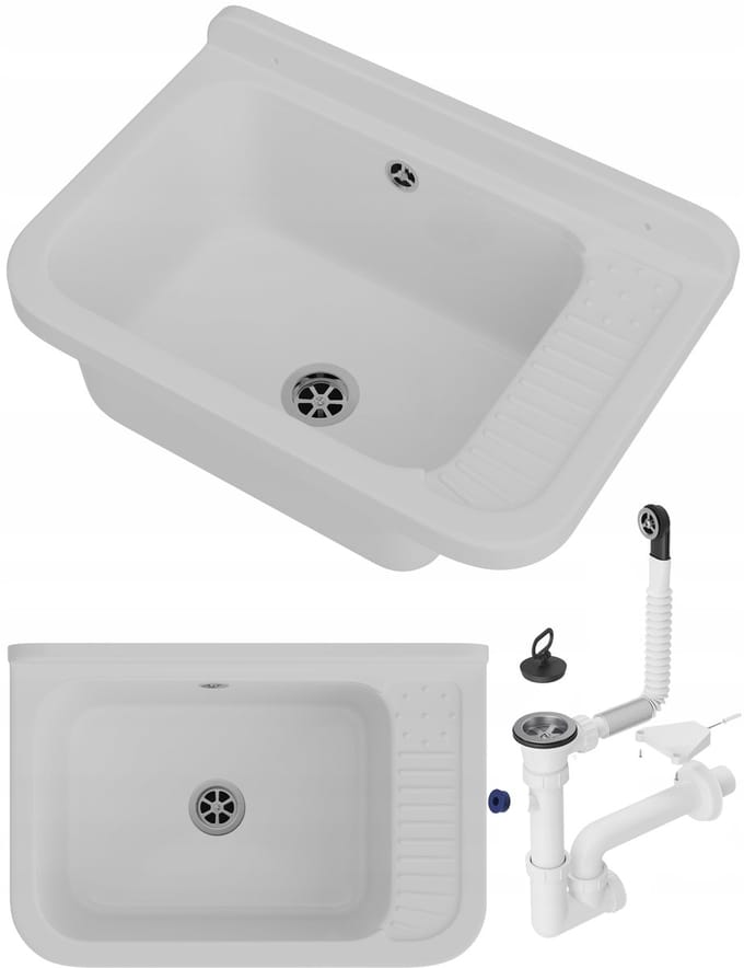 Gootsteen Granitan Polo voor Garage Wasruimte Technische Ruimte met Sifon