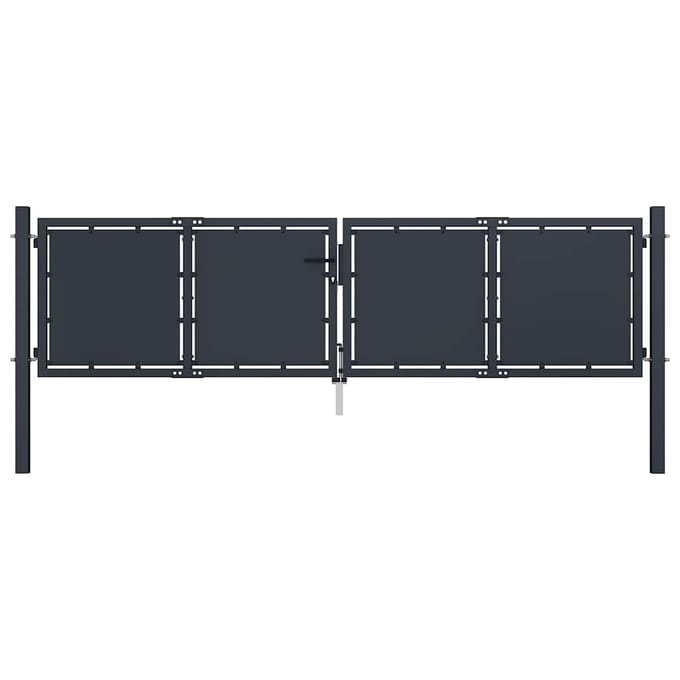 vidaXL Tuinpoort staal 300x75 cm antraciet