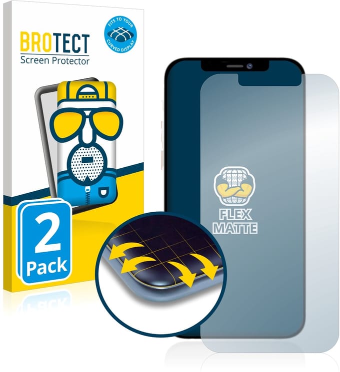 BROTECT - Screenprotector voor Apple iPhone 12 Pro Max - Folie Beschermfolie matte volledig dekking 2 Stuks