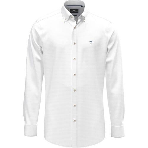 Fynch-Hatton Overhemd Washed Oxford Solid Color Kent Collar Wit / male