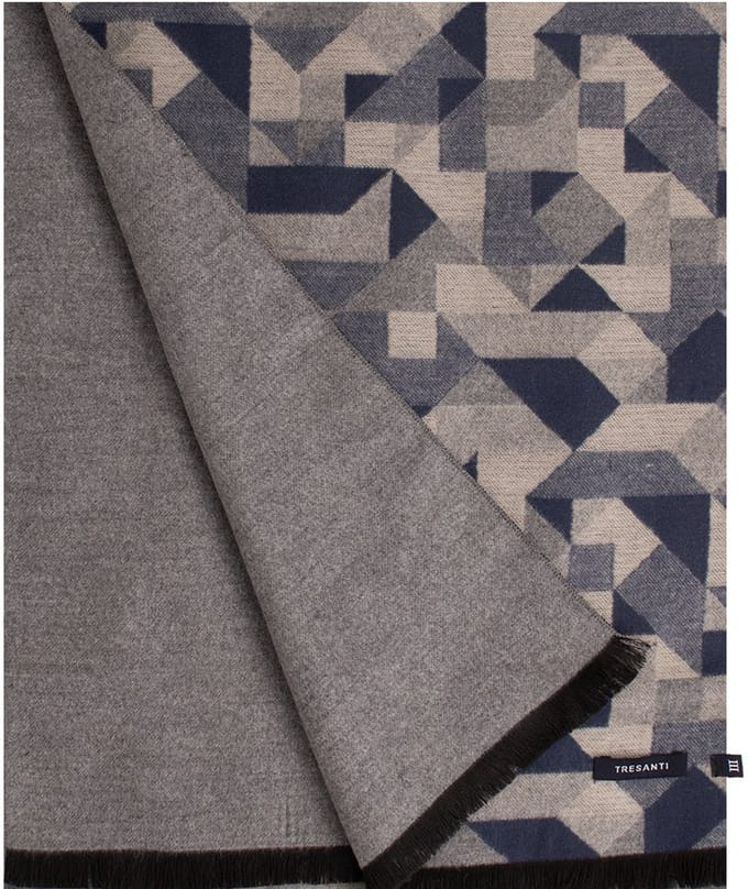 TRESANTI | FABBO | Viscose sjaal geometrisch motief | Navy