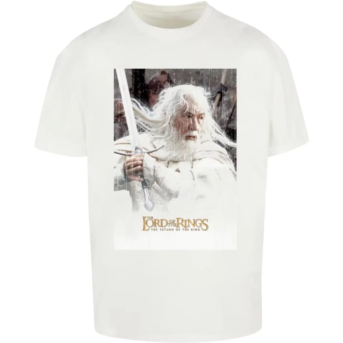 Merchcode The Lord of the Rings - Gandalf Heavy Oversize Heren Tshirt - M - Wit