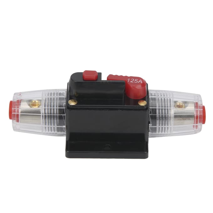 1224V 125A Stereo Audio Stroomonderbreker Zelfherstellende Zekering Inline Houder voor Auto Boot black
