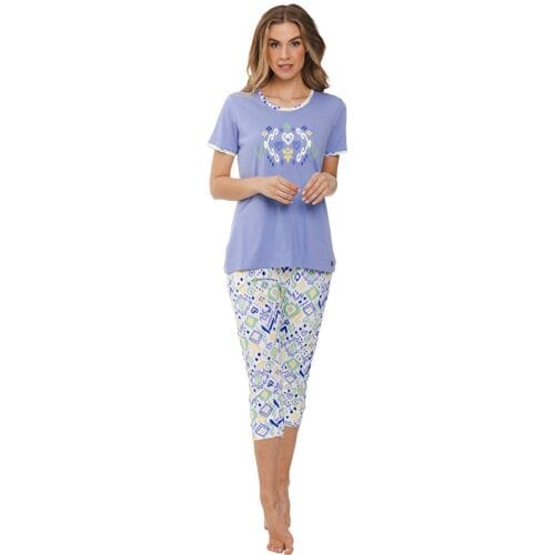 Dames Pyjamaset Rebelle - Ikat - Lila - Bio Katoen - Maat 44