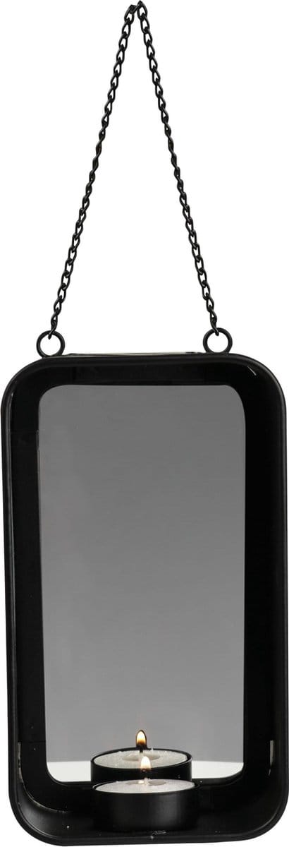 Gusta Wand waxinelichthouder zwart 1 houder 18 cm