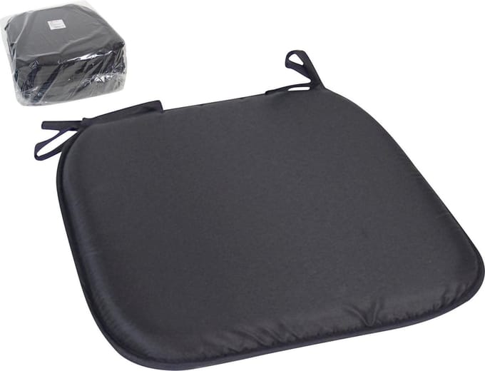 Gerimport Stoelkussen Anna - binnen/buiten - zwart - 39 x 39 x 3 cm - polyester