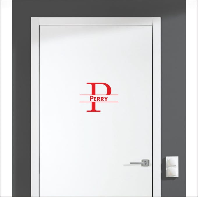 Deursticker Met Naam -  Perry - Rood