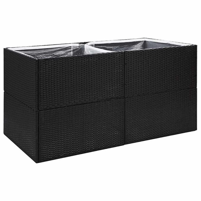 vidaXL - Plantenbak - 157x80x80 - cm - poly - rattan - zwart