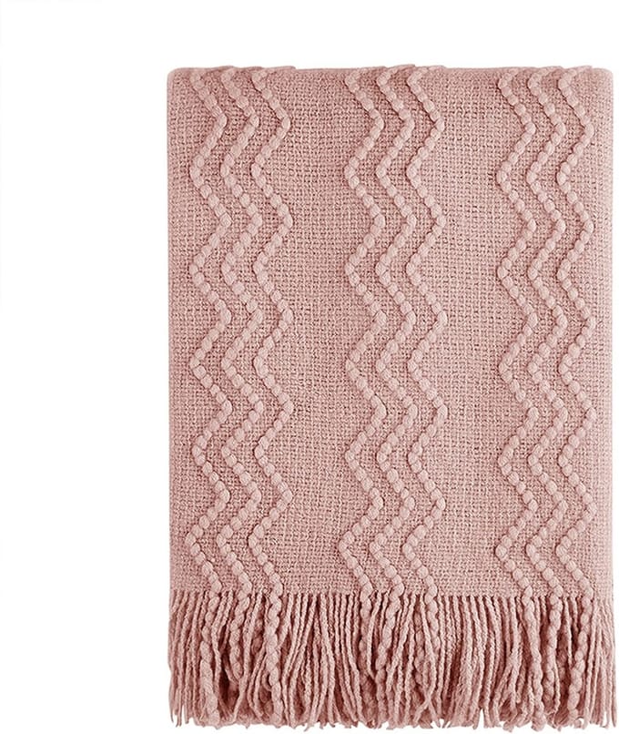 Zachte Gebreide Plaid voor Bank en Sofa Decoratief in Roze