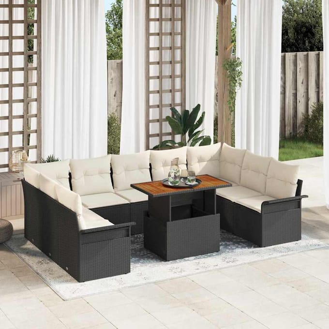 vidaXL - Tuinbank - Set - 10 - st - Zwart - en - crème