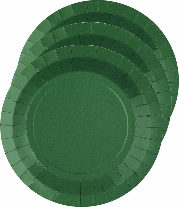Santex Feest gebaksbordjes - donkergroen - 30x - karton - 17 cm - rond - kartonnen feestbordjes