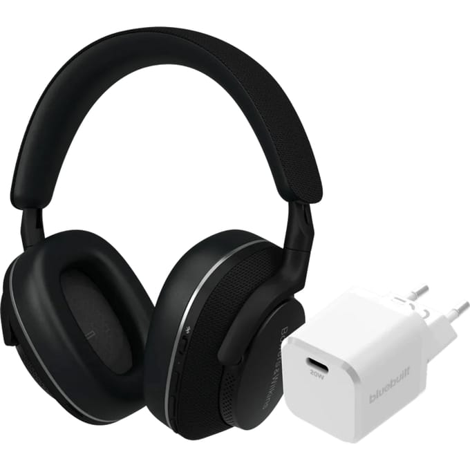 Bowers & Wilkins Px7 S2e Zwart + BlueBuilt Power Delivery Oplader met Usb C Poort 20W Wit