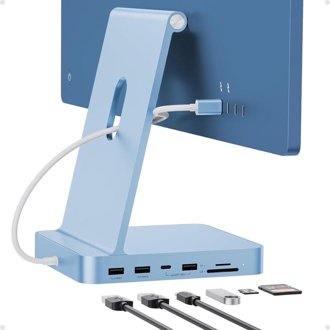 7-in-1 USB-C hub voor iMac met 10 Gbit/s, 3 x USB A, SD/TF-kaartlezer, M.2 SSD ondersteuning