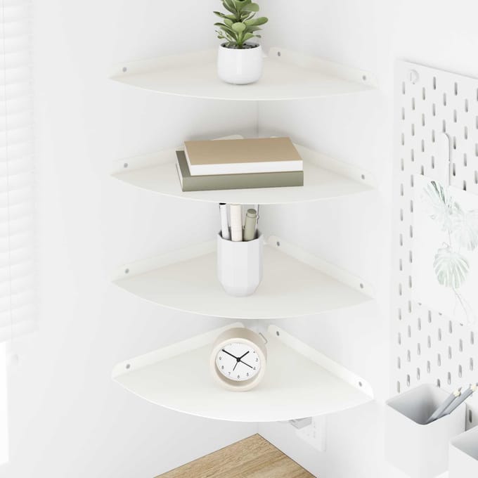 vidaXL - Hoek - Plank - 4 - st - Wit - 30 - x - 30 - x - 2 - cm