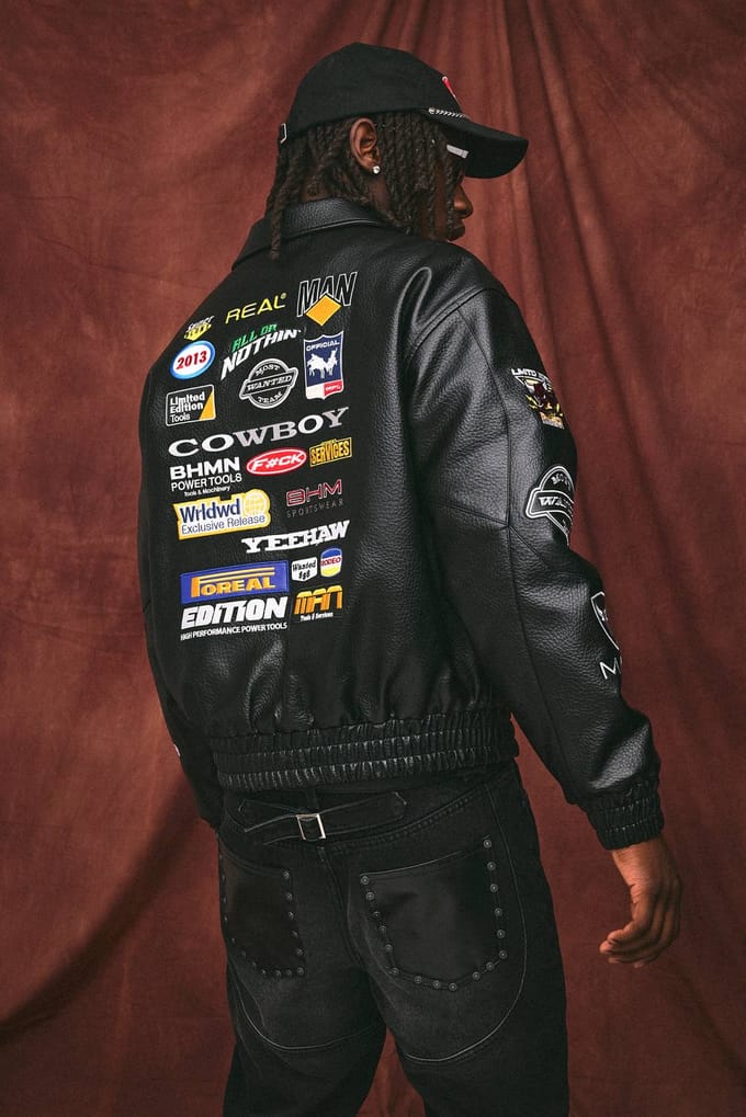 Boxy Fit PU Varsity Bomberjack Met Rodeo Applicatie Badge | Black | Size Medium