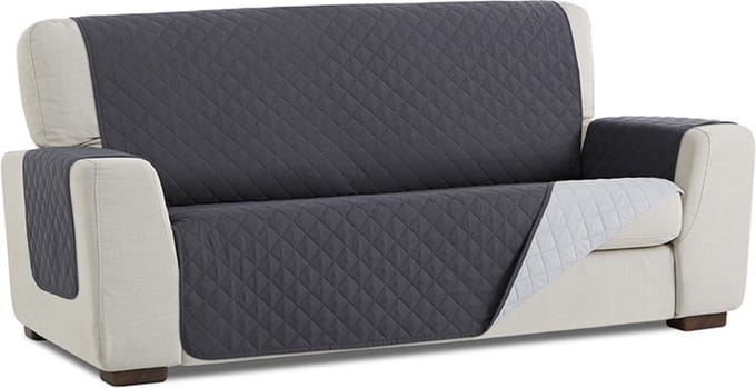 Duo quilt - Bankbeschermer - 200cm breed - Grijs - Twee kanten te gebruiken - OekoTex keurmerk
