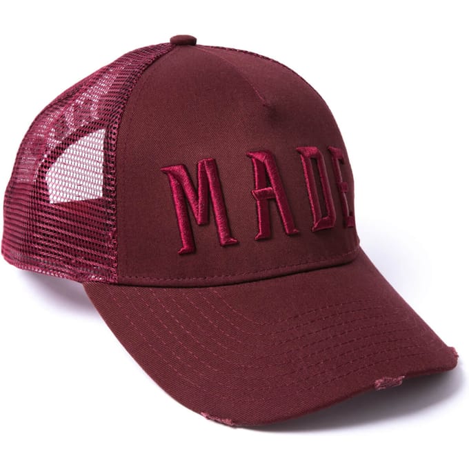 Milliner Fired Brick Distressed Cotton Trucker Made 3D Embroidered