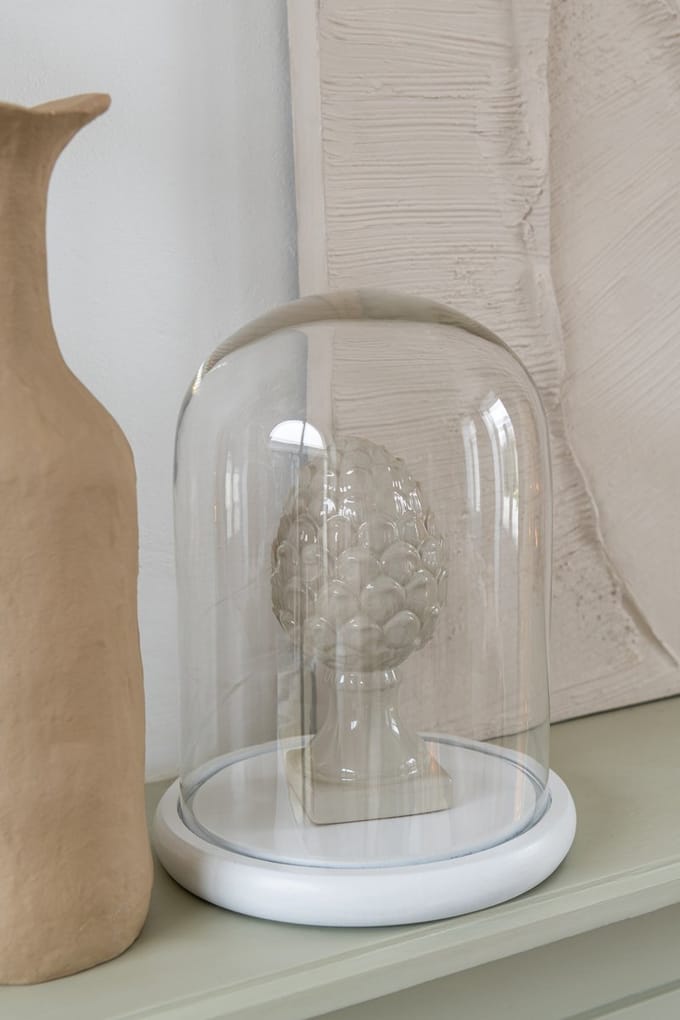 J-Line Decoratieve stolp - glas/hout - wit - small