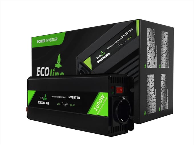 EcoLine - Omvormer 24V Naar 220V/230V - 1000w Vermogen - Gemodificeerde sinus - Auto omvormer.