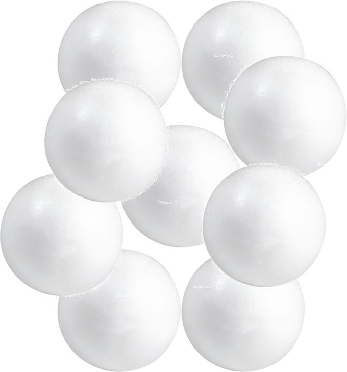 Piepschuim bol/bal - wit - D3 cm - styropor - hobby figuren - DIY - knutselen - basis materiaal