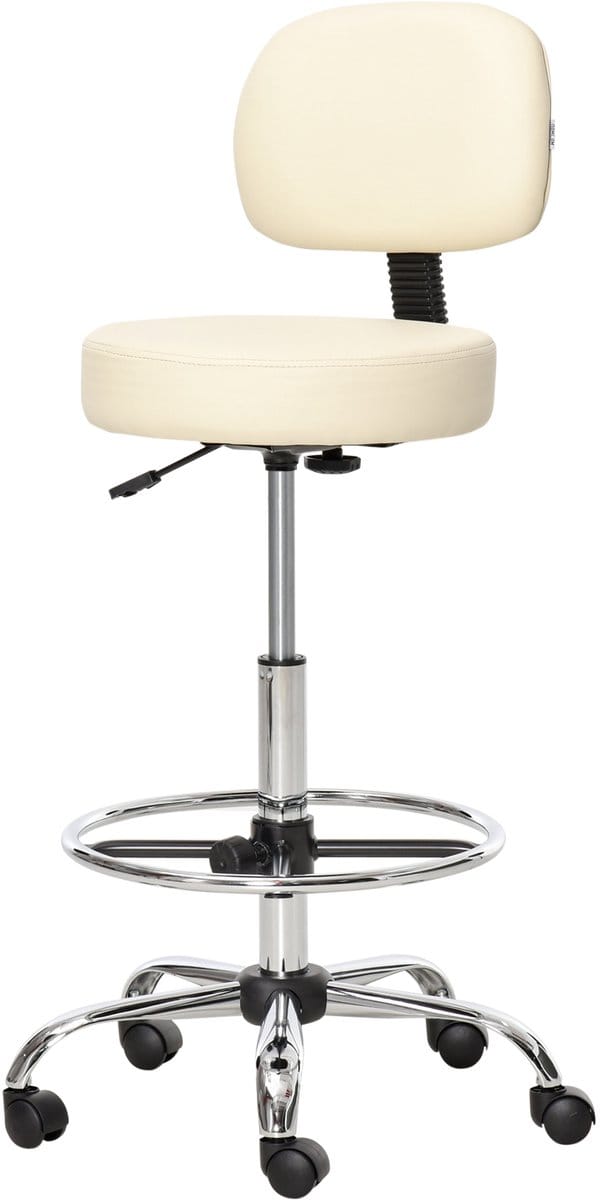HOMCOM barkruk - draaistoelen - met rugleuning - gestoffeerd - beige