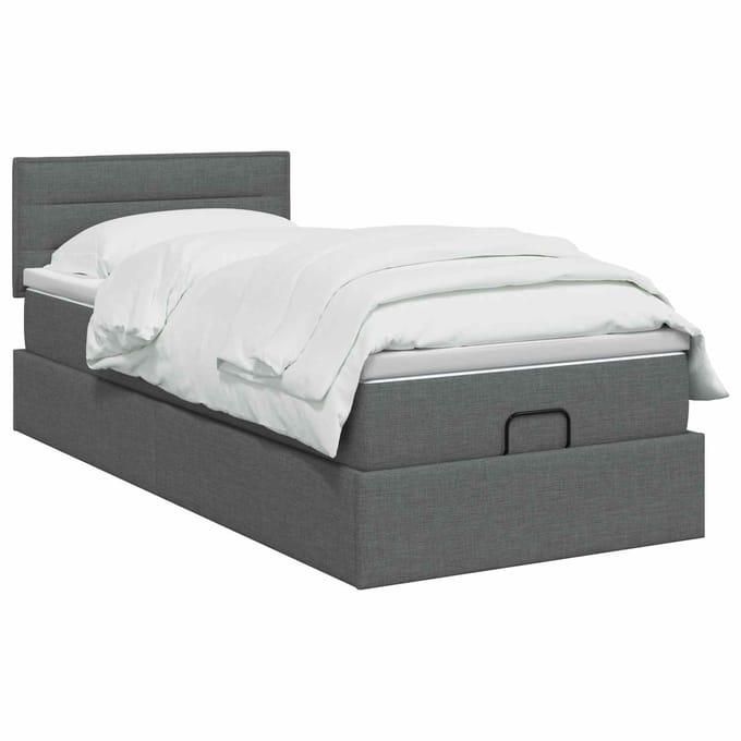 vidaXL - Ottoman - bed - met - matras - Donkergrijs - 80 - x - 200 - cm - Stof