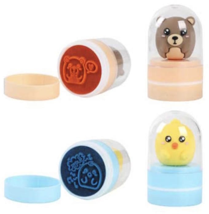 iTotal set van 2 Stamp “BEAR” & “PIO PIO” self ink stamps 3x3x5cm