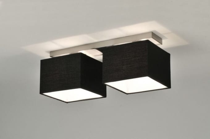 Lumidora Plafondlamp 71212 - Plafonniere - ADELAIDE - 2 Lichts - E14 - Zwart - Aluminium - Textiel