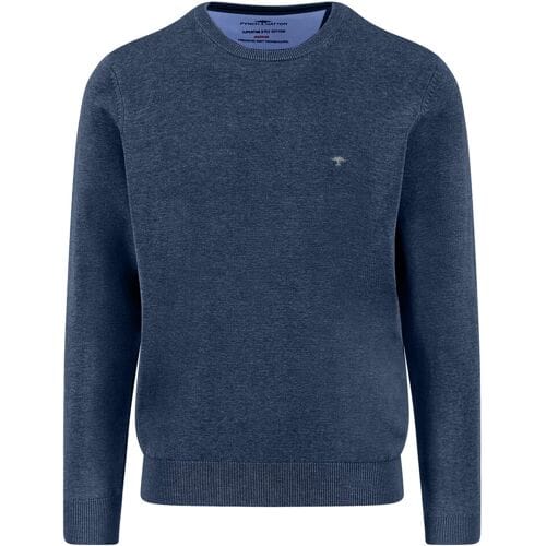 Fynch-Hatton Trui O-Neck Superfine Cotton Uni Color Night / male