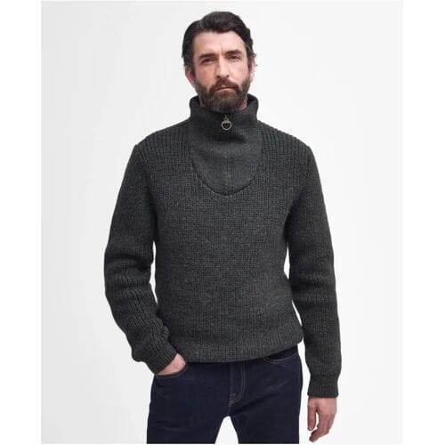 Barbour New Tyne Zip Trui Wol Olijfgroen - Maat XL - Heren - Schipperstrui