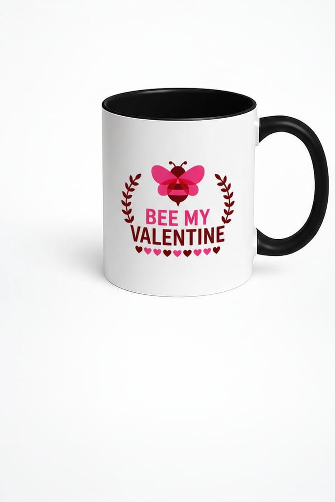 Valentijn Mok 'Bee My Valentine' met Roze Bij Design | Romantisch Liefdes Cadeau