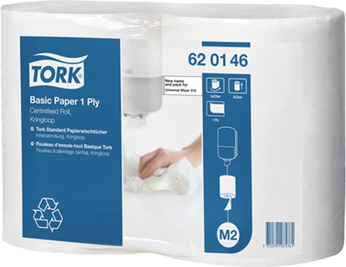 Tork Wiper 310 Centerfeed roll kringloop M2 poetsdoeken 24,5cmx275m