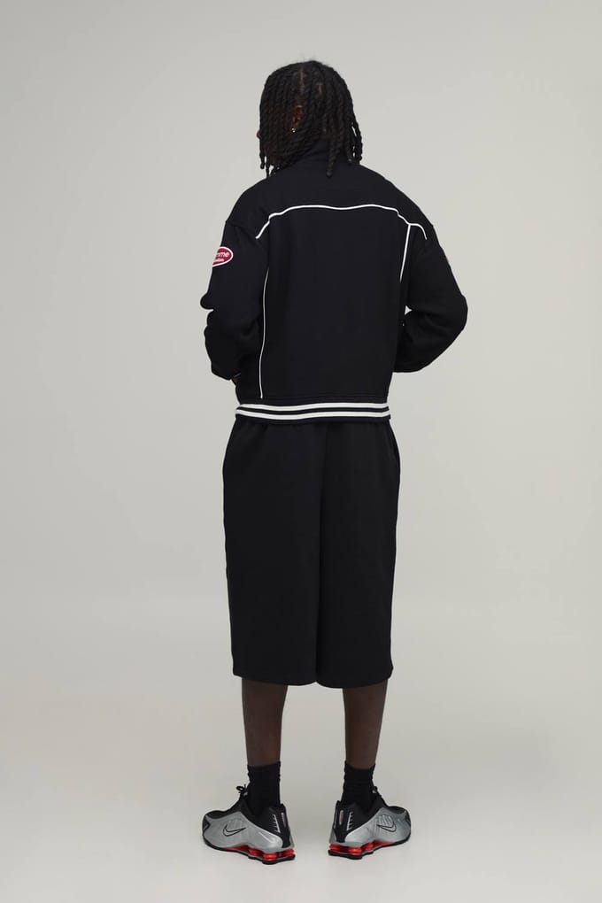 Boxy Fit Varsity Jack Met Opstaande Kraag En Contrastbies Homme | Black | Size Medium