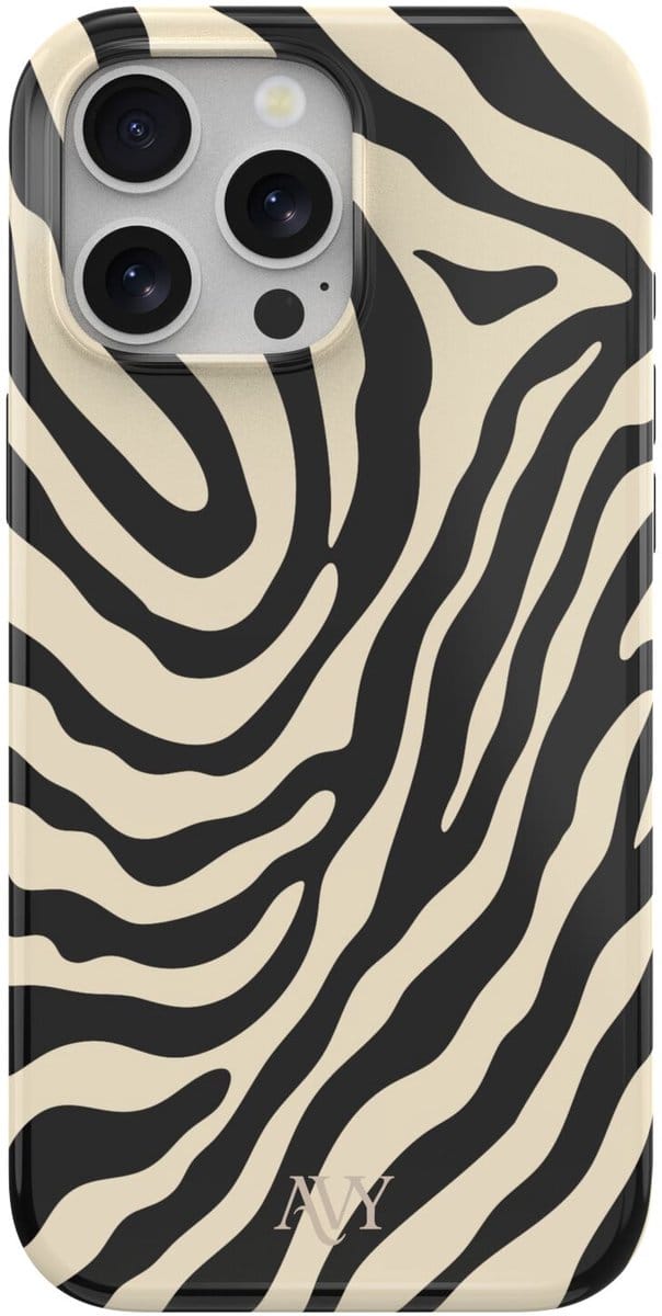 AVY Hard Shell Back Cover | geschikt voor Apple iPhone 15 Pro Max | Serengeti Zebra | Compatibel met MagSafe & Qi2