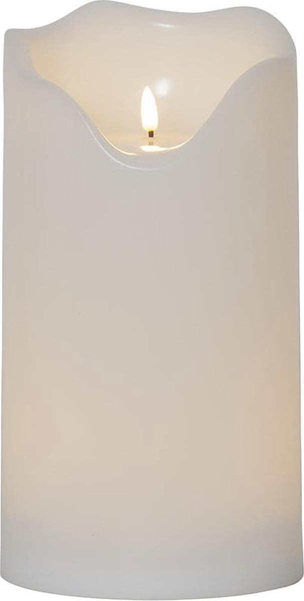 Star Trading kaars Flamme Grand, zuilkaars, wit, LED, timer, warm wit, voor buiten, 30 cm