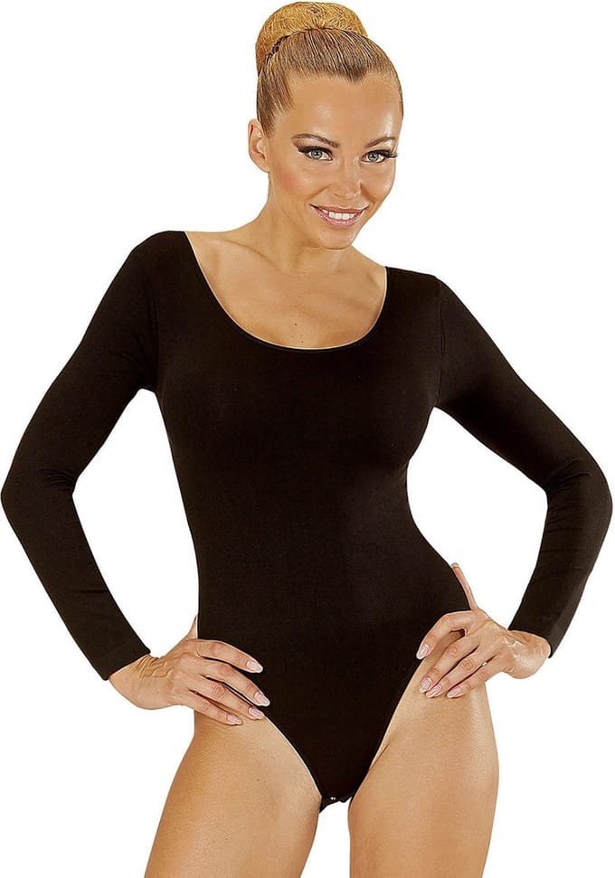 Unicolor Body Volwassen Met Knoopsluiting, Zwart Vrouw