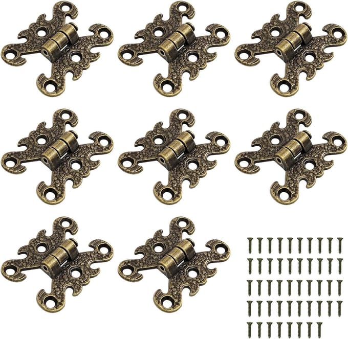 Allecto - Retro Kast Scharnieren - 8 Stuks - Zink Legering - Elegante