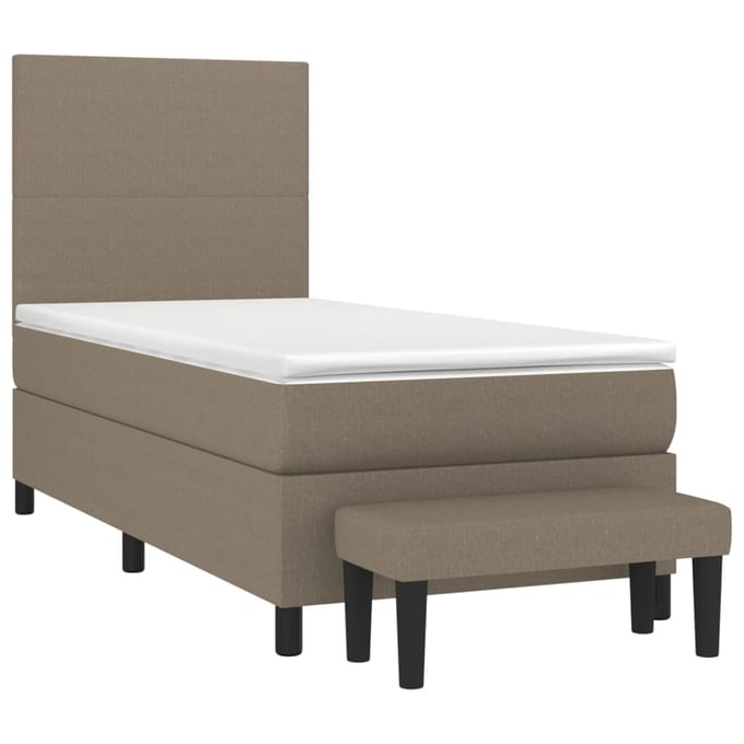 vidaXL - Boxspring - met - matras - stof - taupe - 90x200 - cm