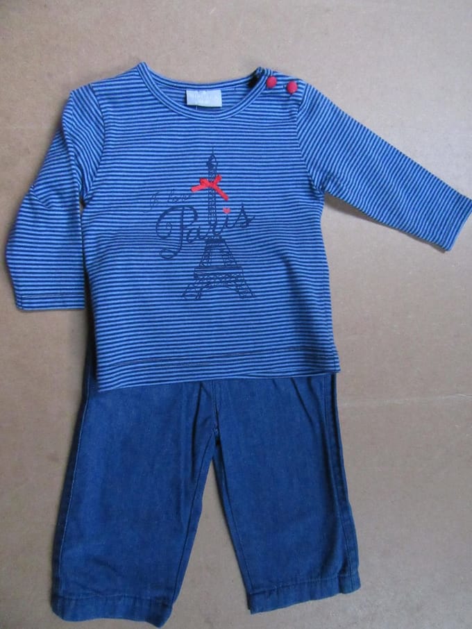wiplala ensemble jeans blauw voor meisje , strikje  1 jaar  80