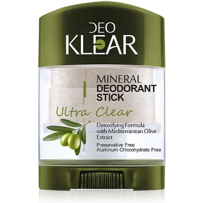 DEOKLEAR Minerale deodorantstick 70 g. (Ultra Helder) - Detox Formule met Mediterraanse Olijfolie Extract 70 g. black