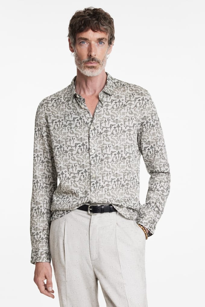 John Varvatos Ross Ls Shirt Grey Mist Größe: S | Casual hemden Outlet | Herren | Grau