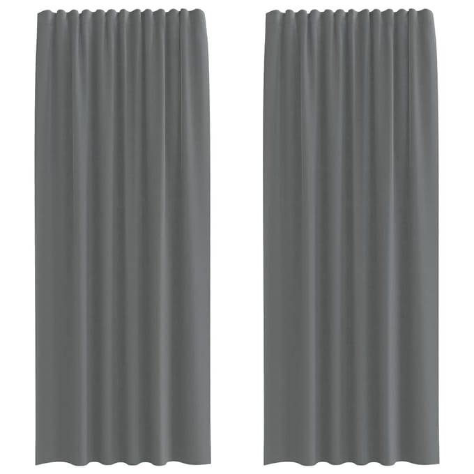vidaXL - Gordijnen - voile - met - roedezakken - 2 - st - donkergrijs