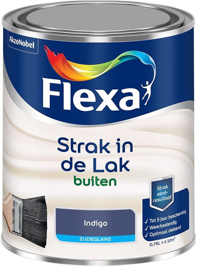 Flexa - Strak In De Lak Buitenlak Zijdeglans - Indigo - Mengverf - 750 Ml