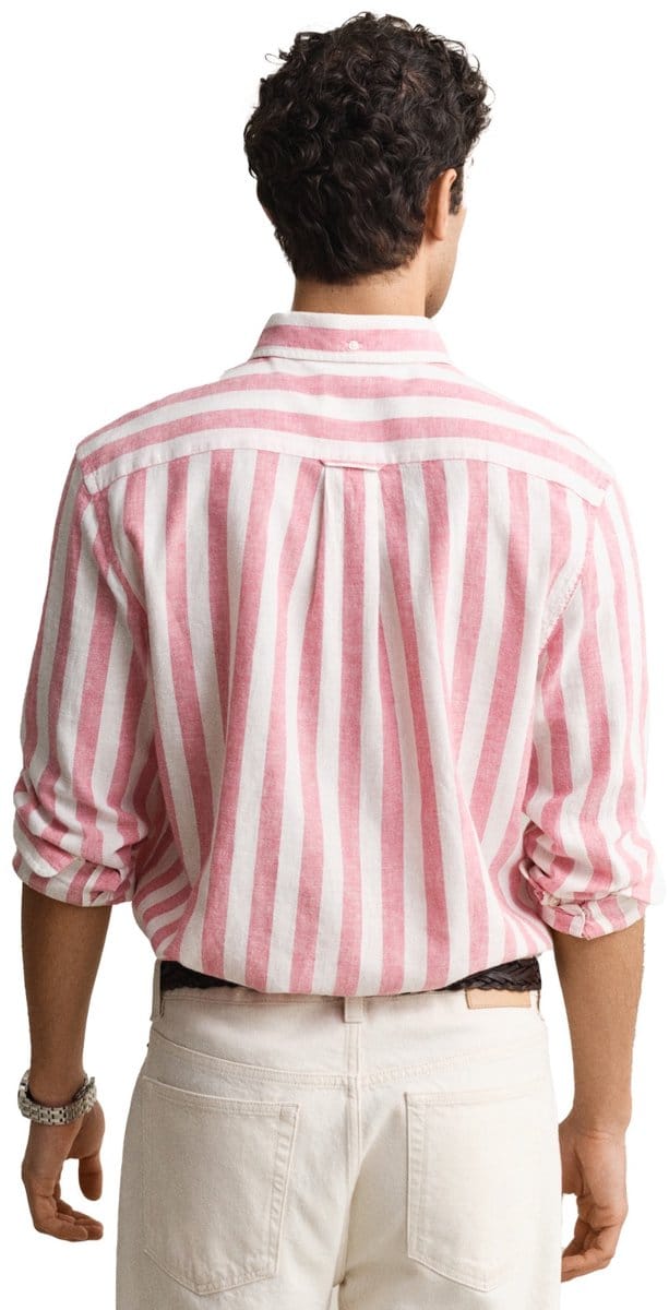 Gant overhemd streepjes roze normale fit linnen