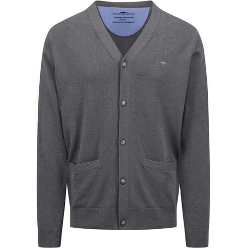 Fynch-Hatton Vest Buttoned Cardigan Superfine Cotton Steel / male